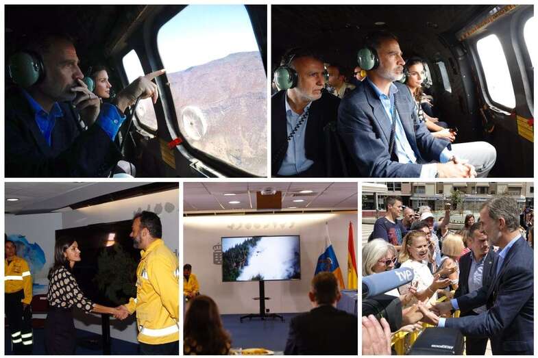 Los Reyes sobrevuelan la zona quemada por los incendios (Foto TA)